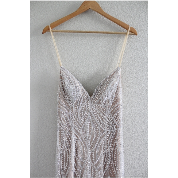 Luxe of a Lifetime Beige Beaded Mermaid Maxi Dress - Picture 5 of 13